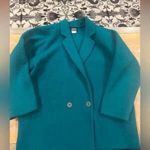 Vintage 80s 90s Teal Fleece Blazer Jacket Made in USA DJ’s Sportswear Large